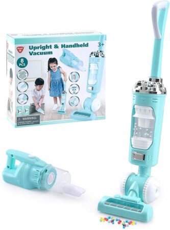 Kids Vacuum Cleaner Toy Set, Toy Vacuum Cleaner With Light Realistic Sounds  & Whirling Stars, Pretend Role Play Household House Keeping Cleaning Play